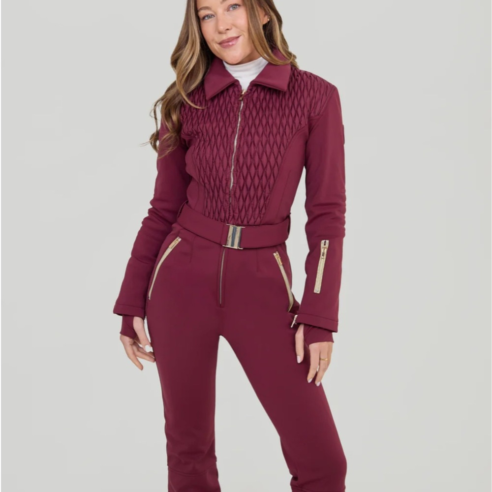 Women's Zip-Front Ski Suit in Burgundy